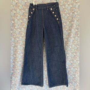 Stylish Women's Dark Blue Wide Leg Jeans